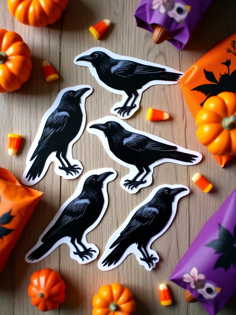 crow stickers for halloween