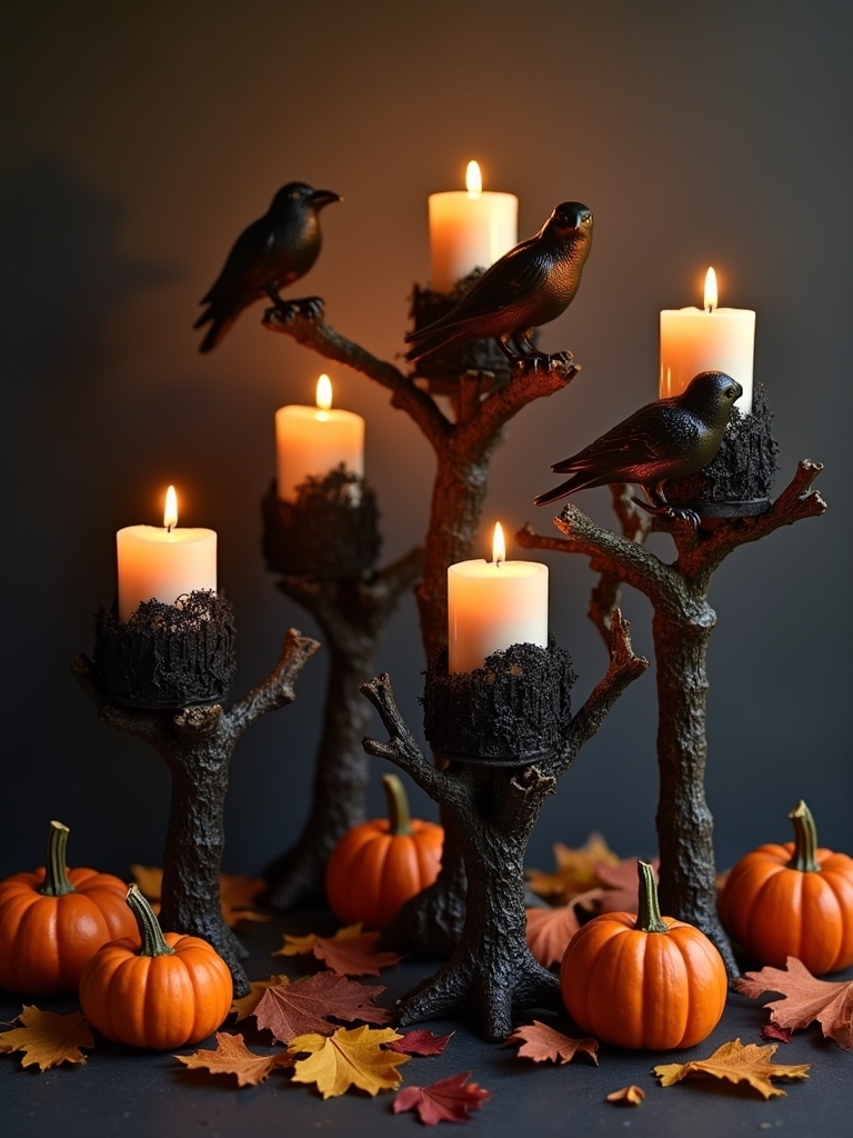 crow themed candle holder ideas