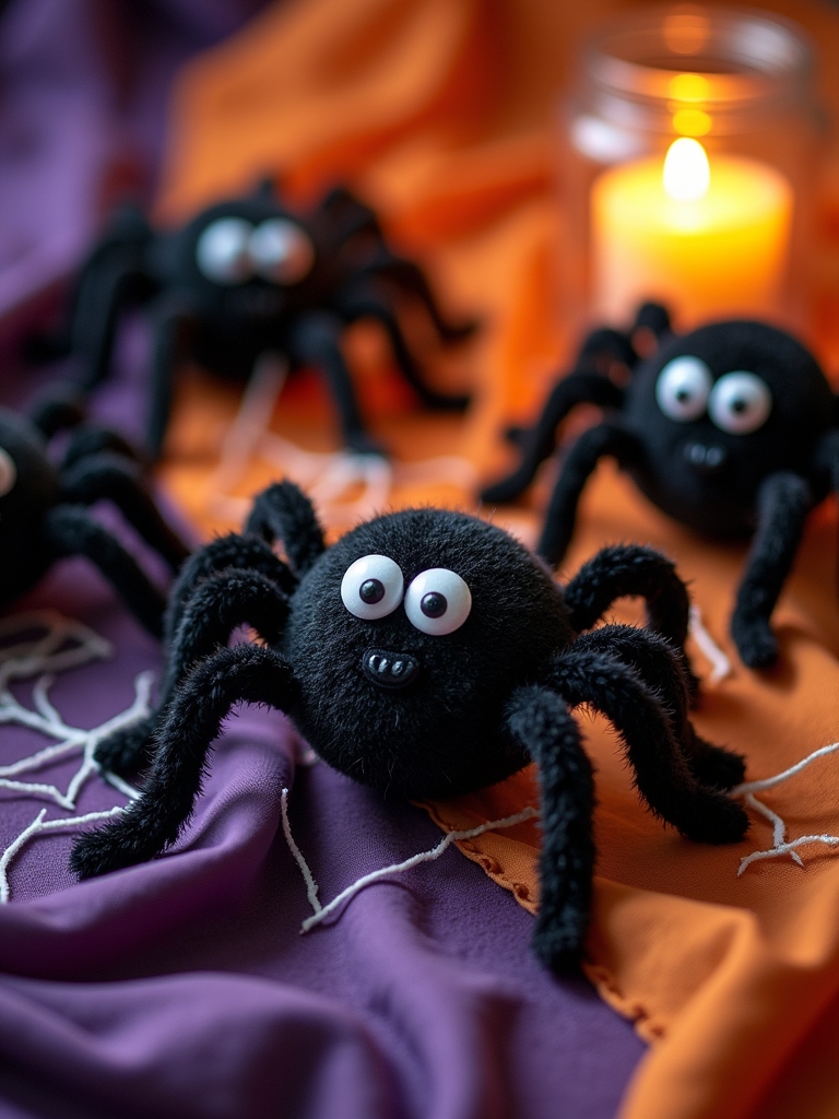 cuddly halloween spider plushies
