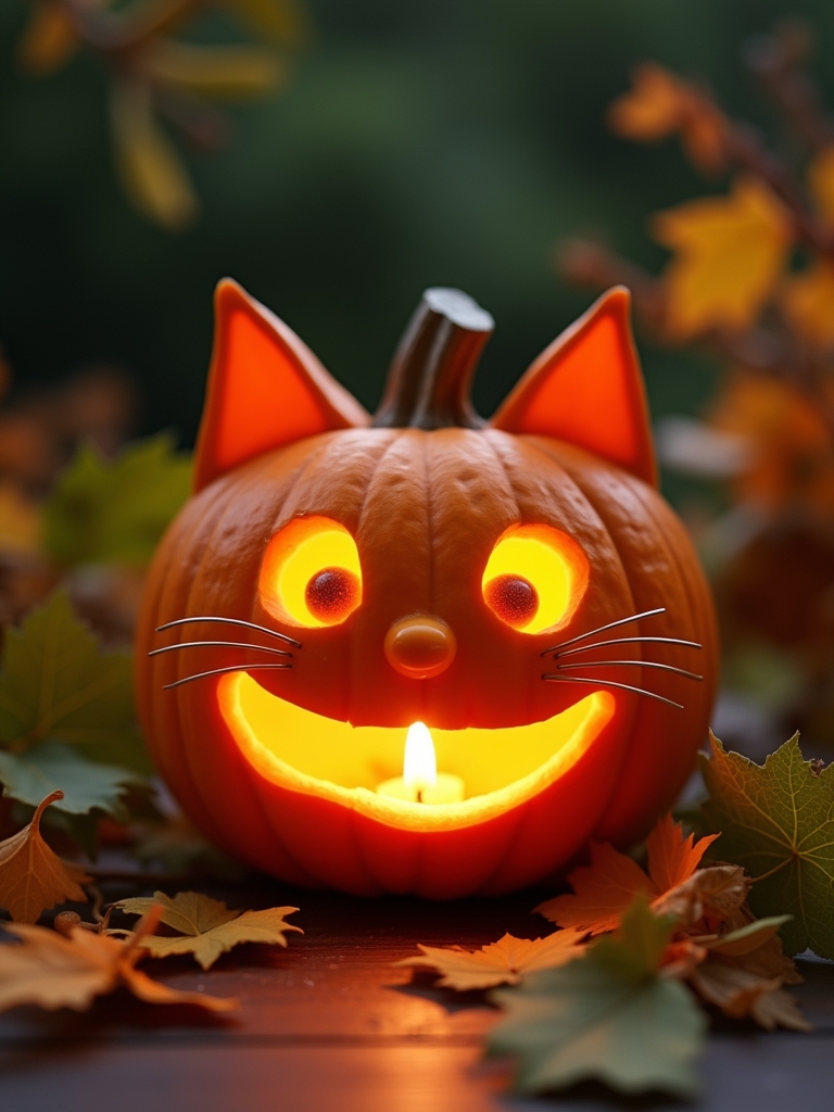 cute cat pumpkin design