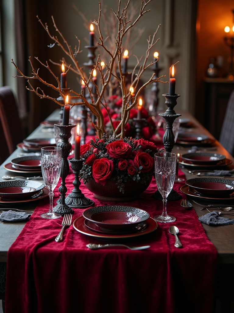 eerie candlelight dining ambiance