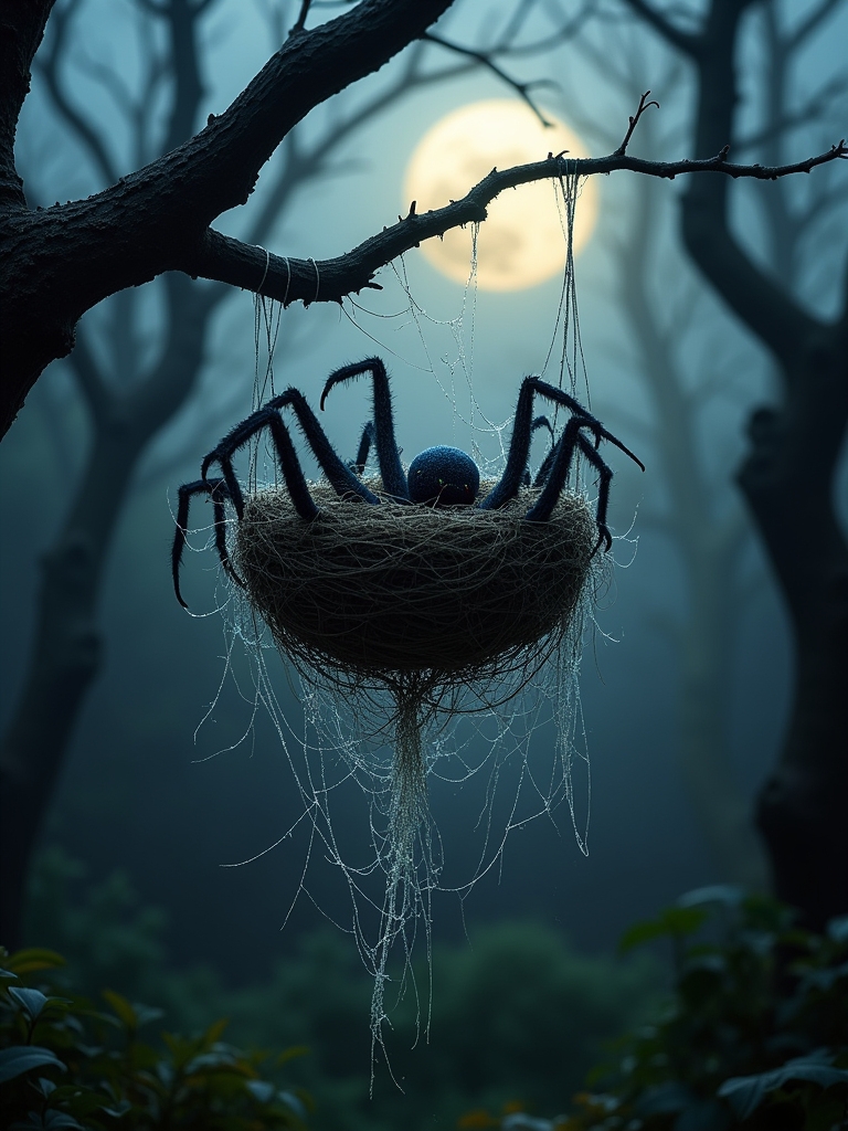 eerie spider nest decor