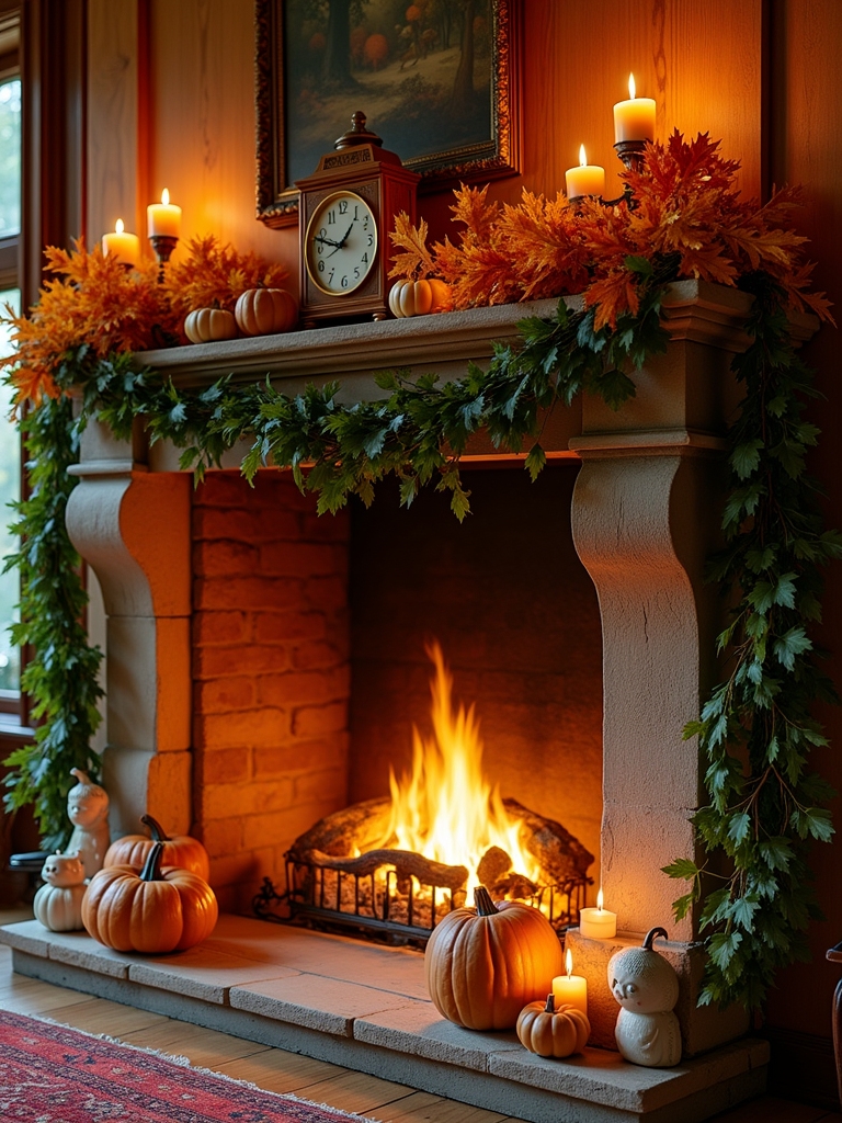 elegant fall mantel decor