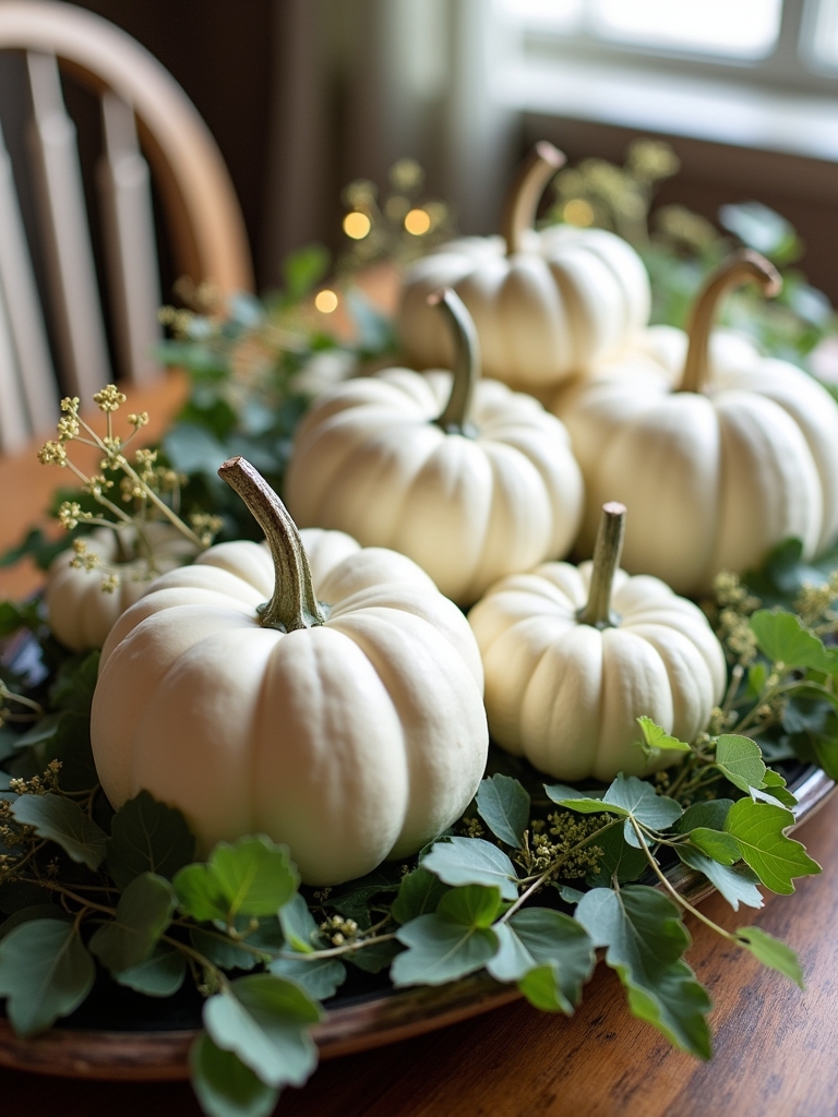 elegant white pumpkin centerpiece