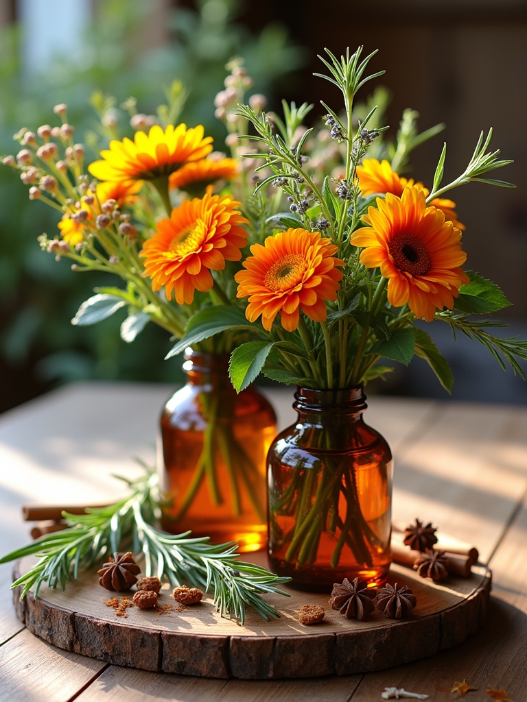 fall aromatic herb displays