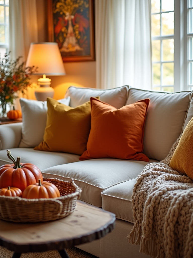 fall decor with woven baskets