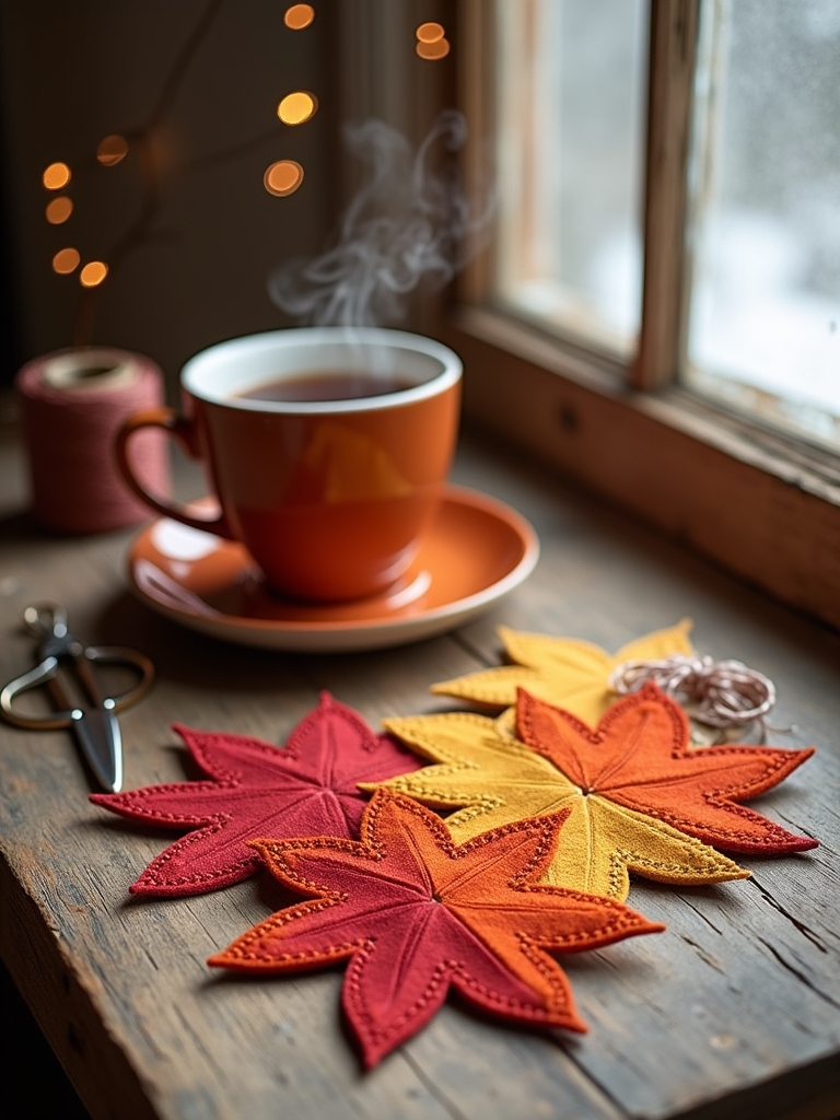 felt leaf bookmarks crafting