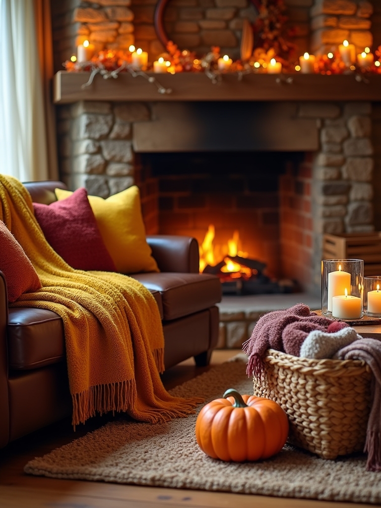 fireplace autumn decor ideas
