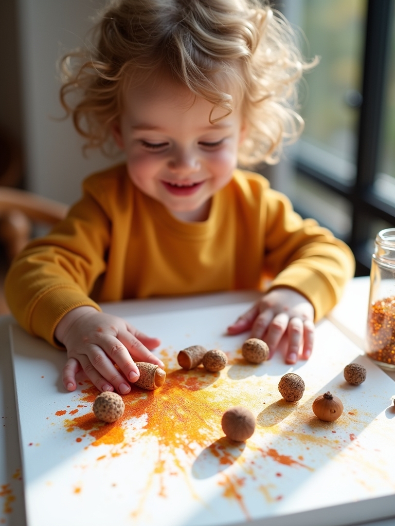 glittery acorn art creativity