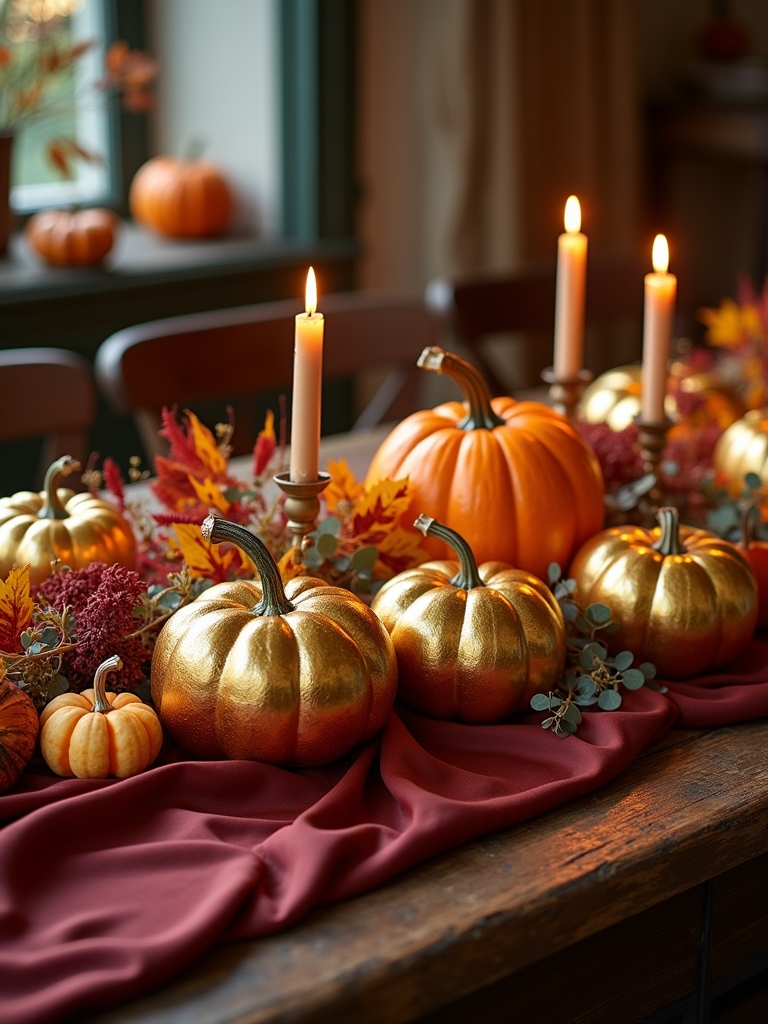 gold dipped pumpkin decor elegance