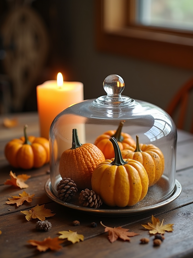gourds displayed under cloche