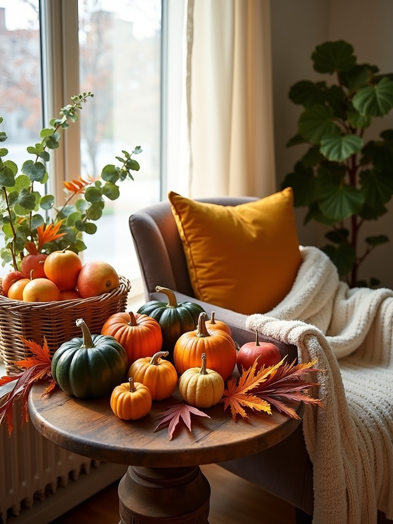harvest centerpiece with pumpkins