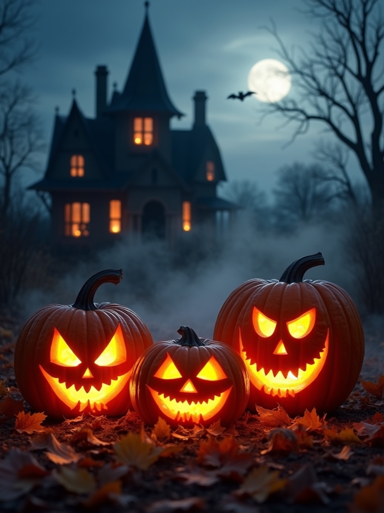 haunted house pumpkin decorations