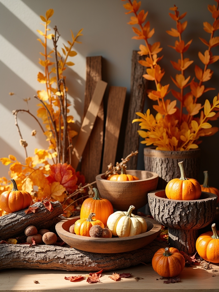 incorporate seasonal bark decor