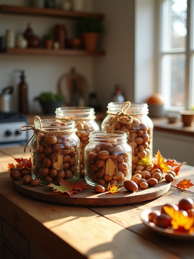 jars filled with acorns