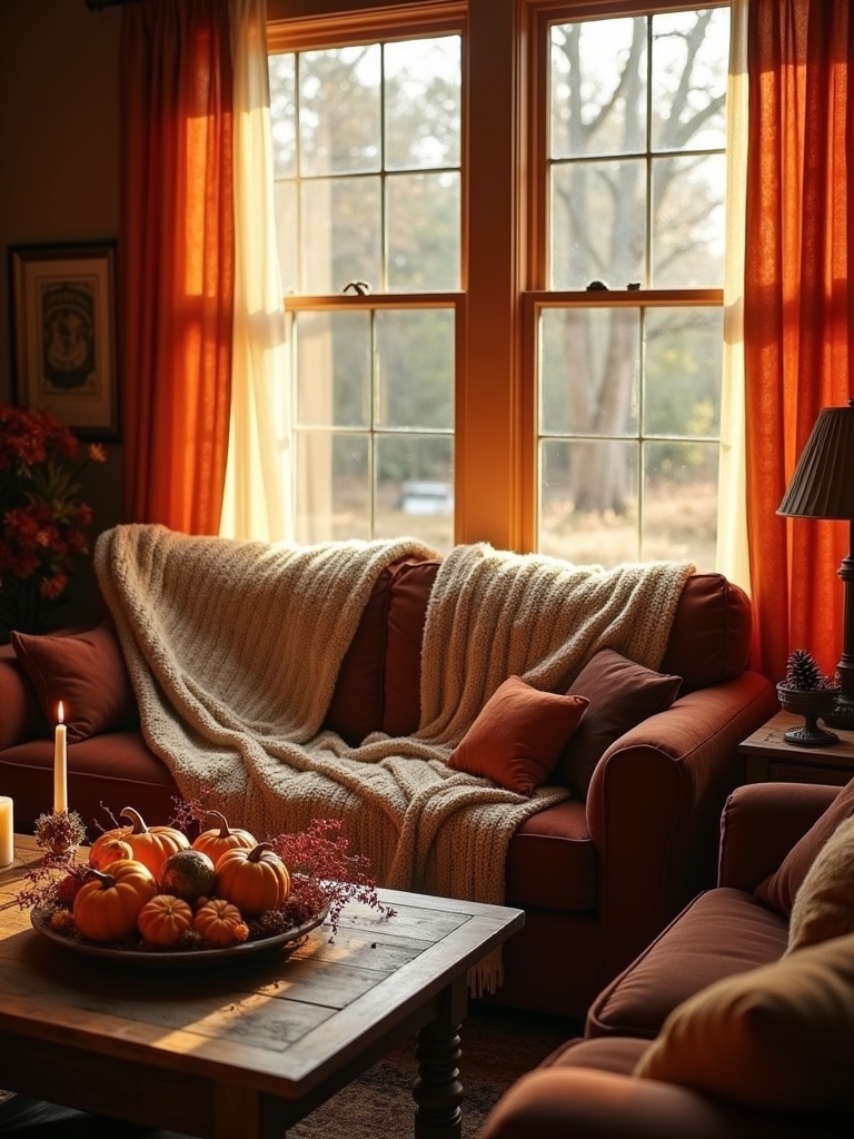 layered curtains for autumn