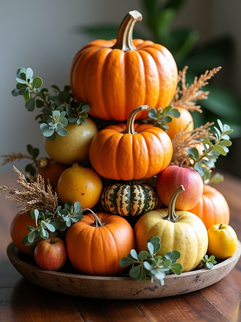 layered pumpkin fruit centerpiece