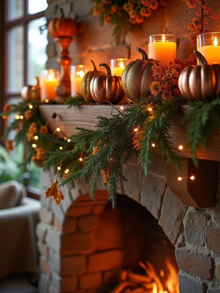 metallic pumpkin fall decor