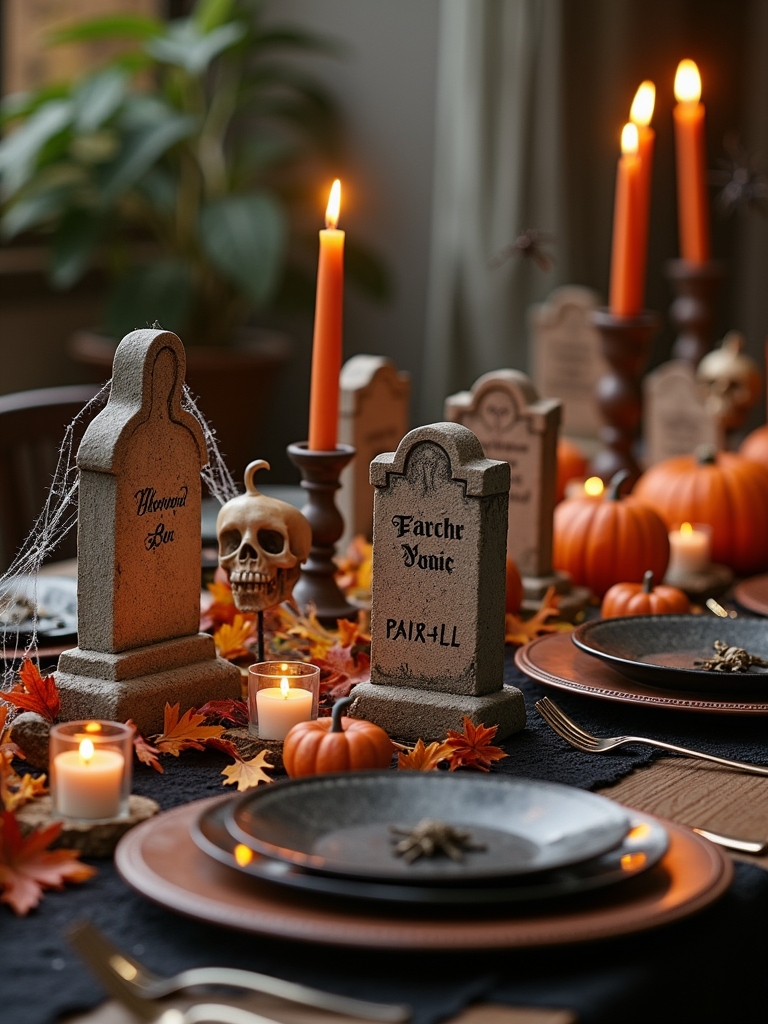 miniature graveyard dinner centerpiece