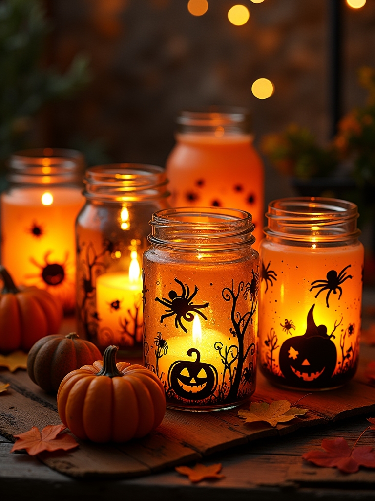 painted jars with candles