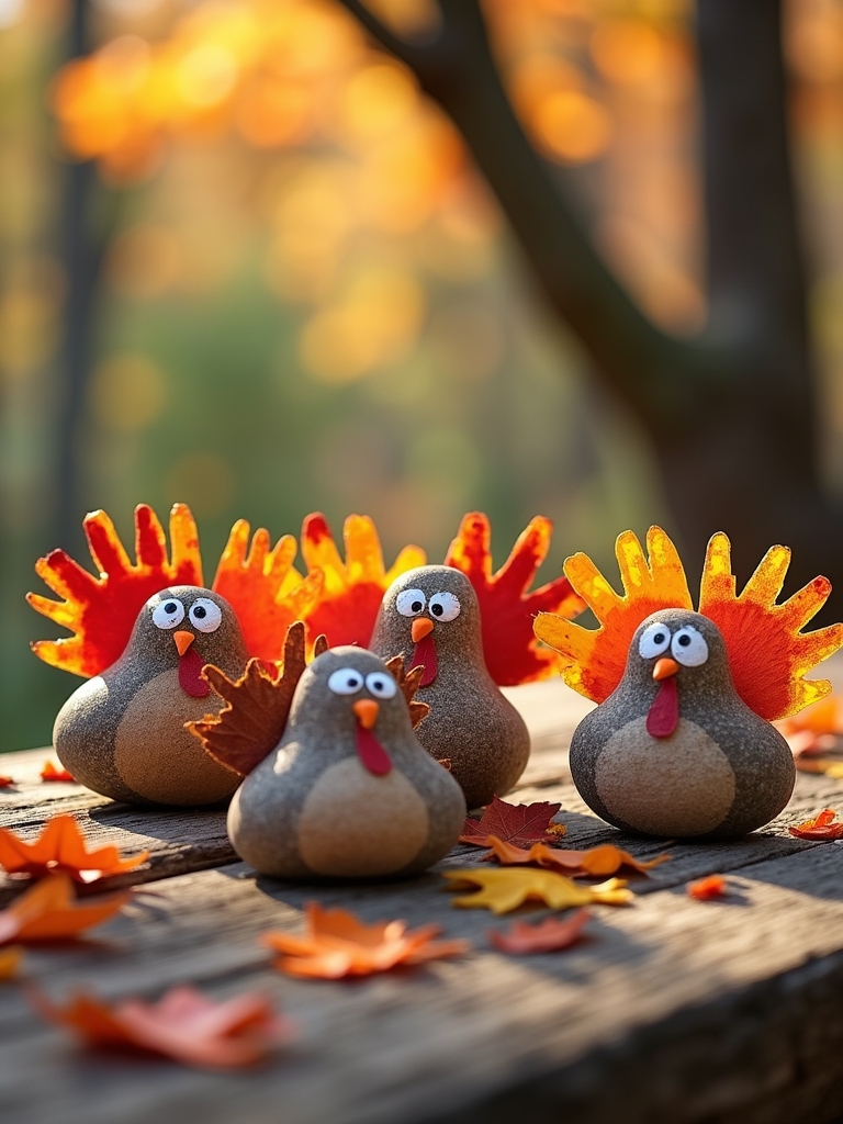 painted rock turkey decorations