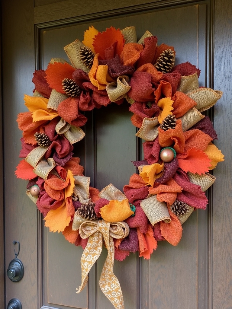 personalized autumn fabric wreath