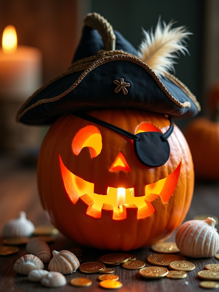 pirate themed halloween pumpkin decor