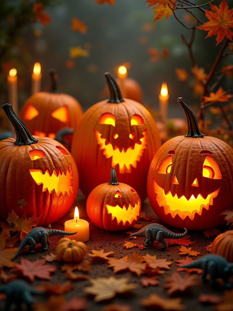 playful dinosaur pumpkin design