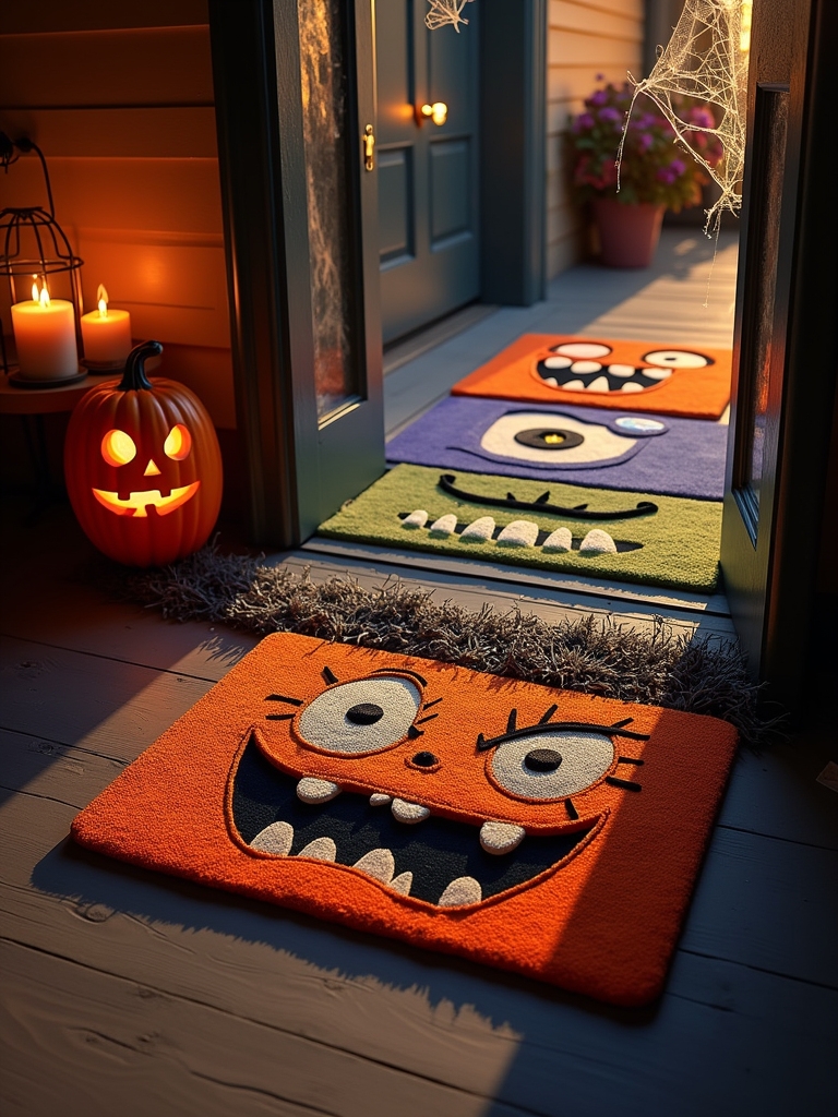 playful monster door mats