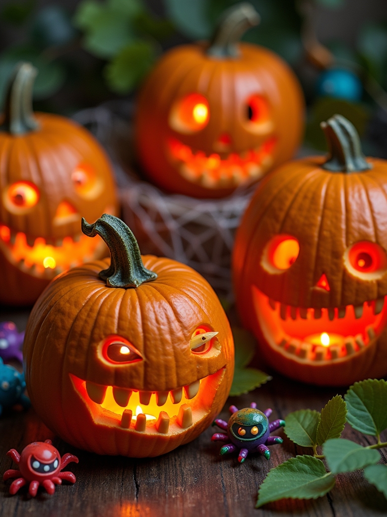 playful monster pumpkin decorations
