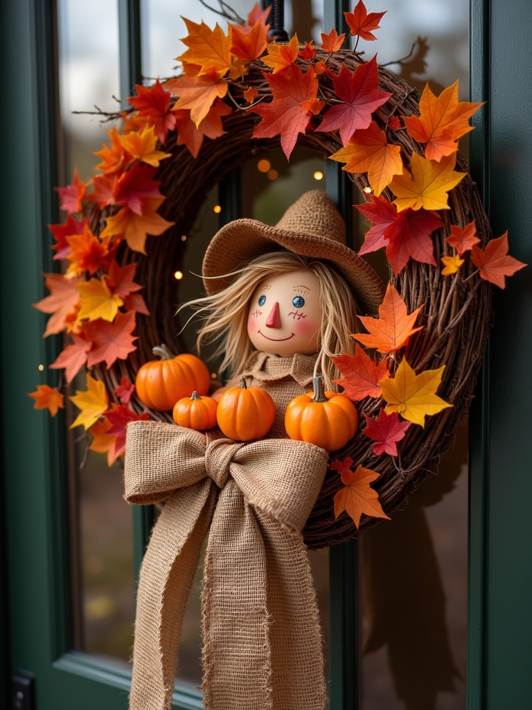 rustic autumn scarecrow wreath