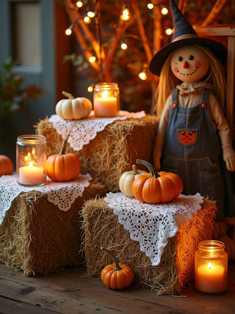 rustic hay bale arrangements