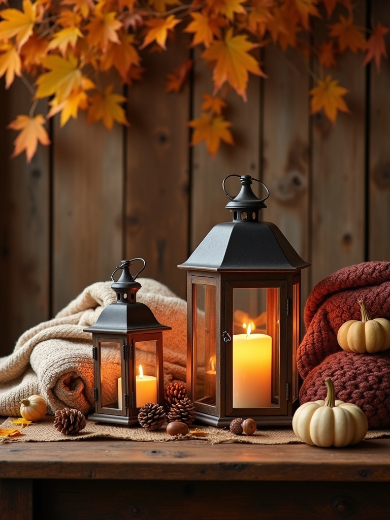 rustic lanterns enhance ambiance