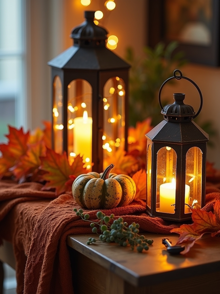 rustic lanterns with fairy lights
