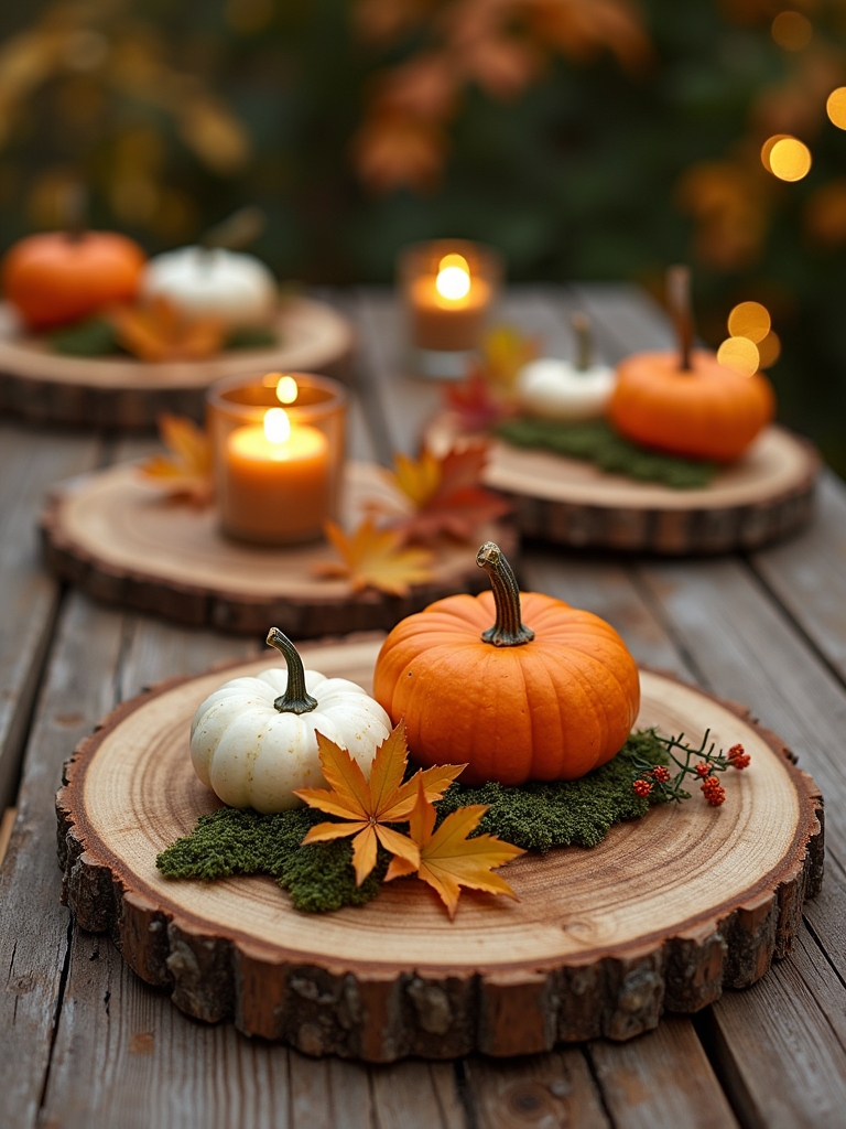 rustic tree slice decor