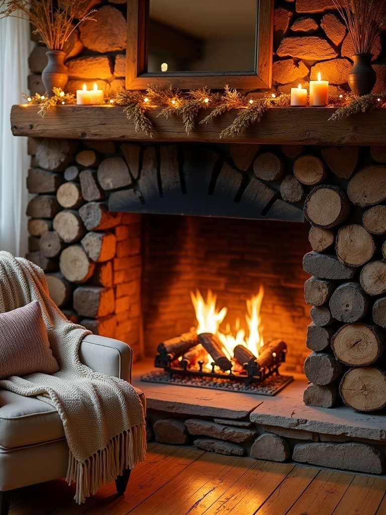rustic wood stacking display
