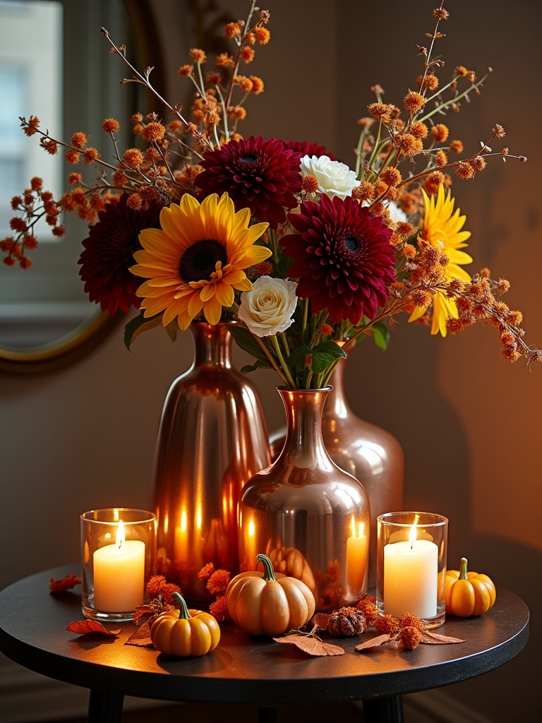 seasonal blooms in vases