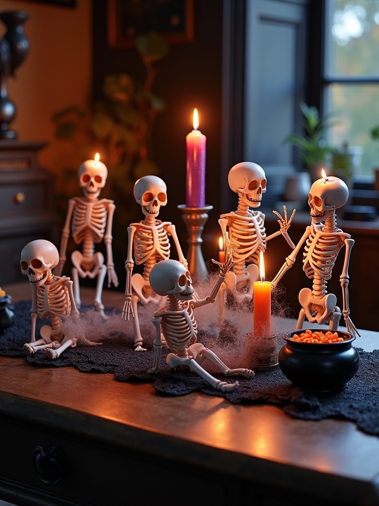 skeletons enhance halloween decor