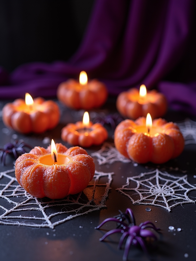 spider themed halloween candles