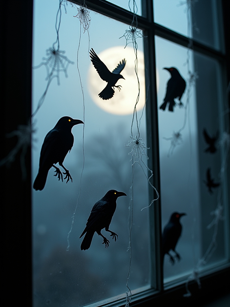 spooky crow window decor