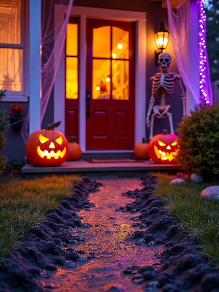 spooky halloween porch footprints