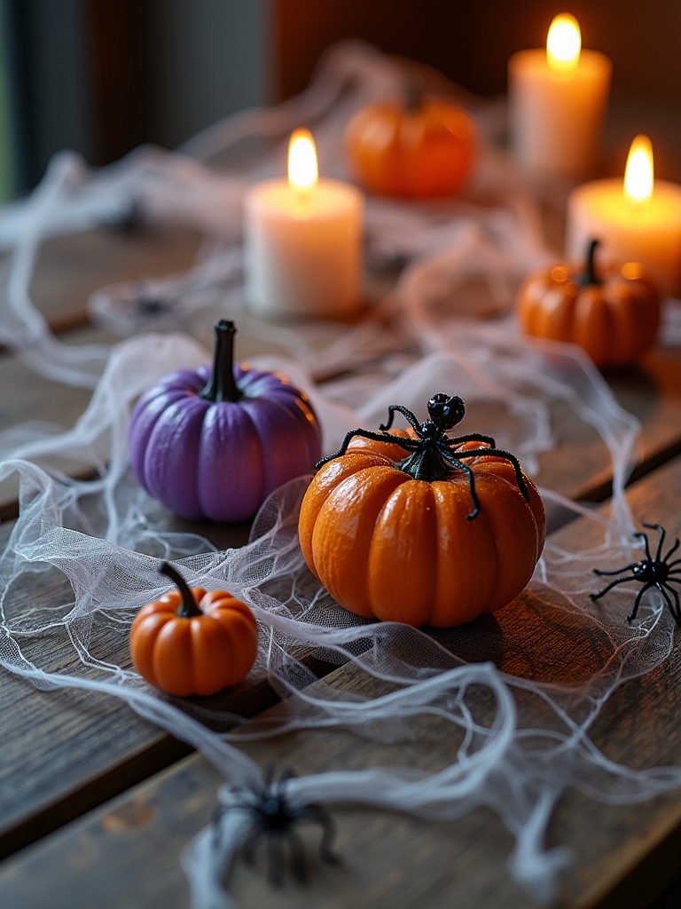 spooky halloween spider web arrangement
