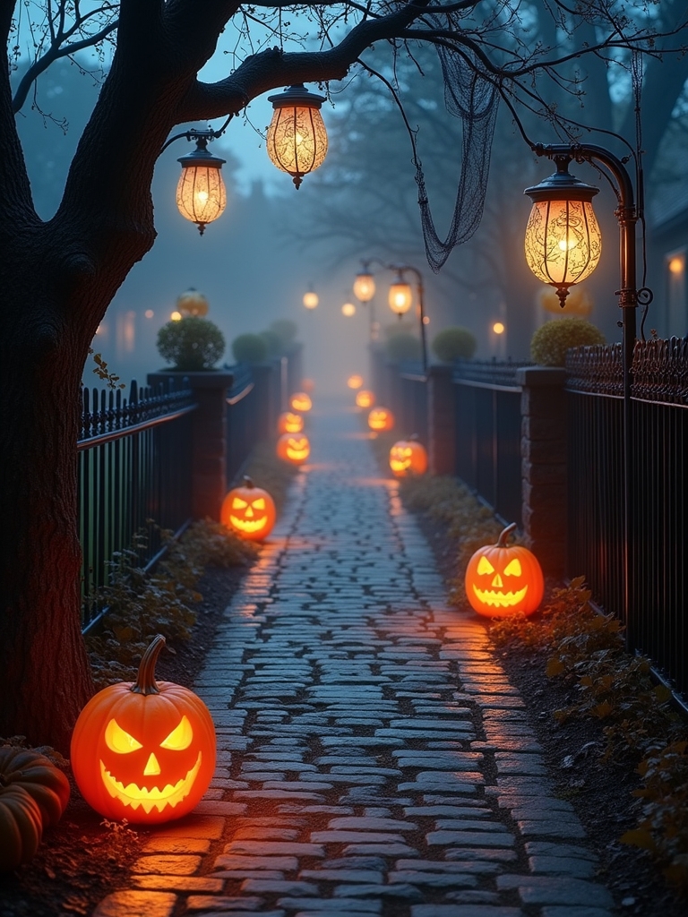 spooky illuminated pathway decor