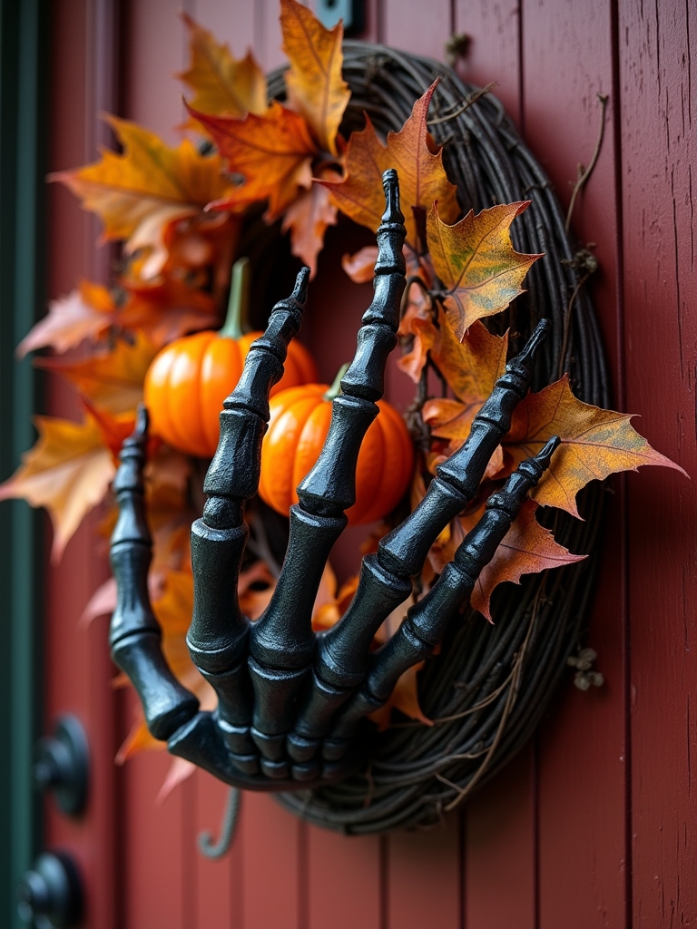 spooky skeleton hand wreath