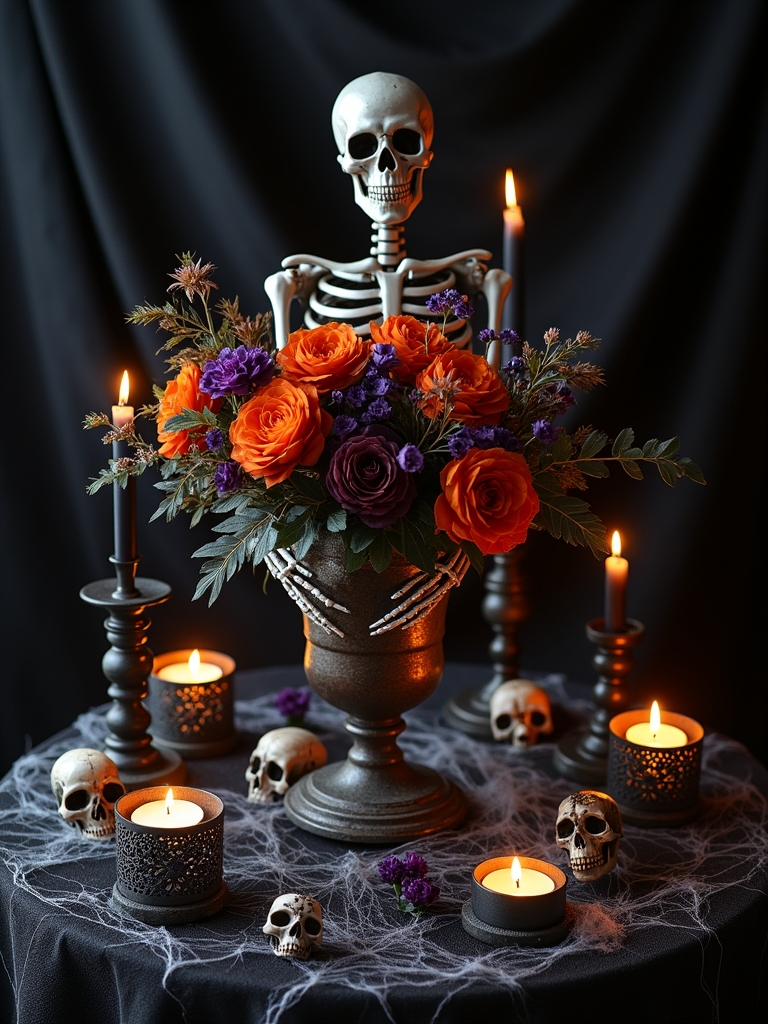 spooky skeleton table decor