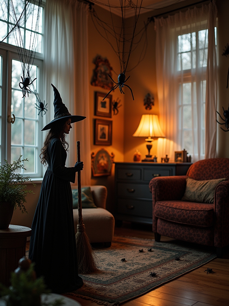 spooky spider web decor