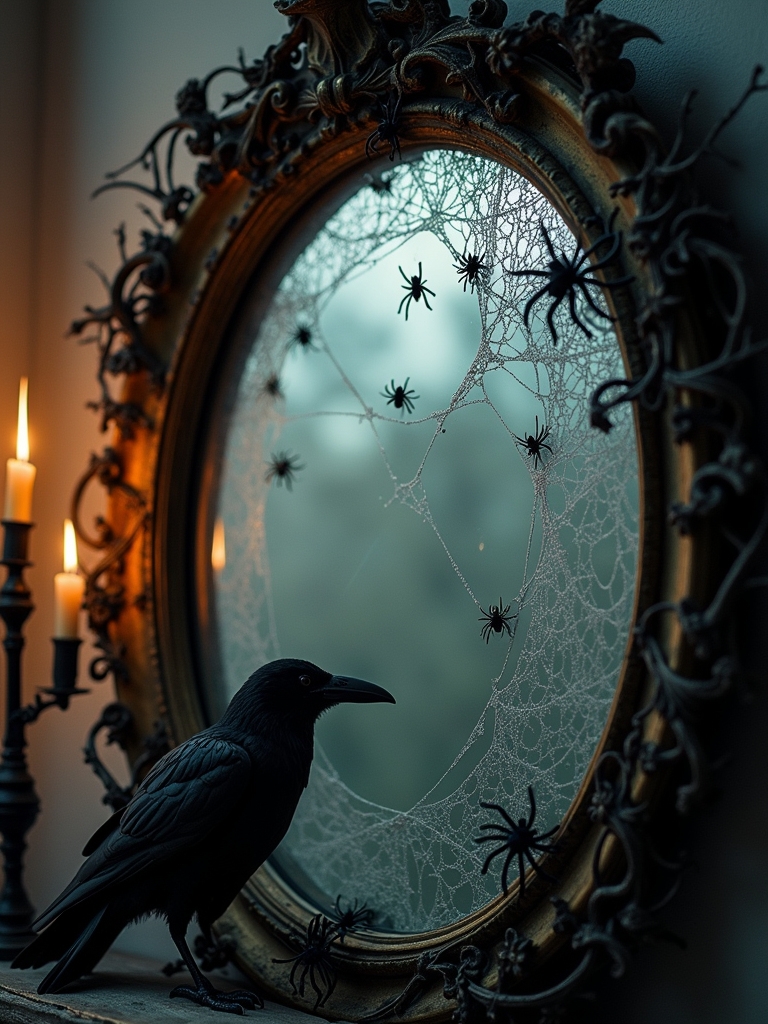 spooky spider web mirrors