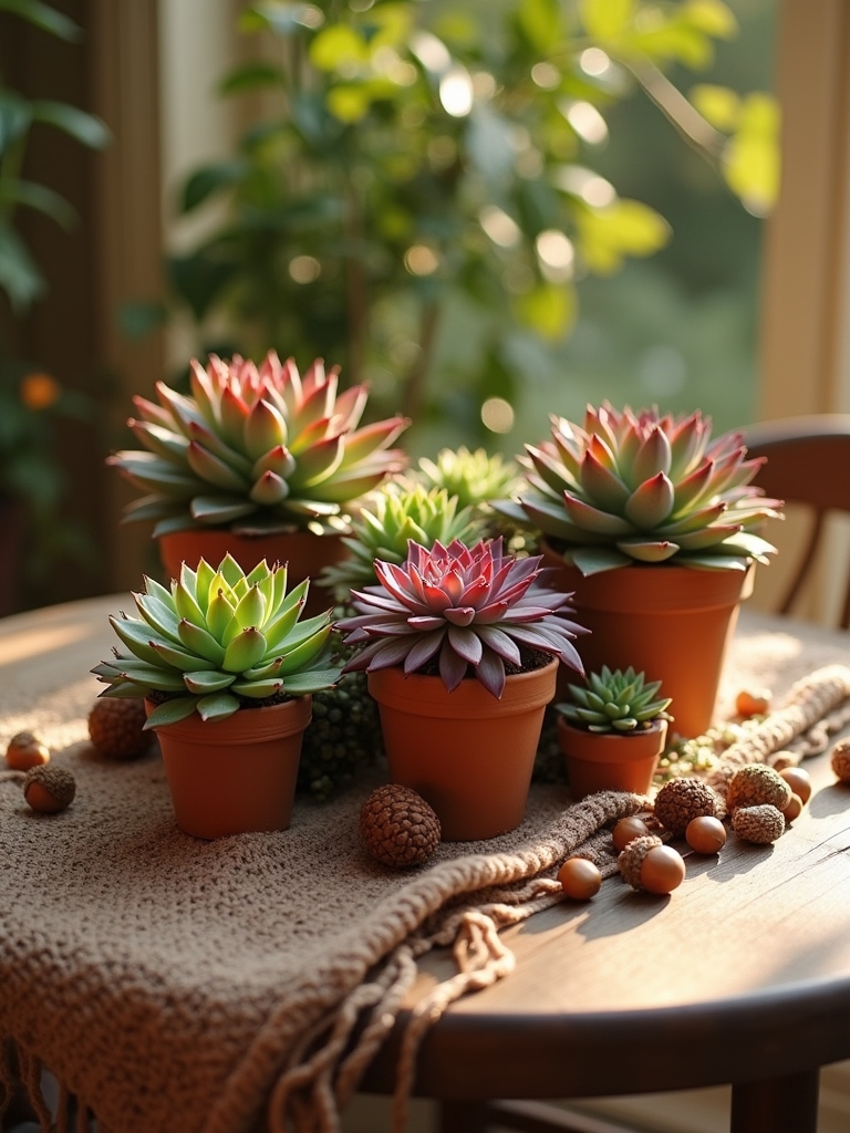 succulents in terracotta planters