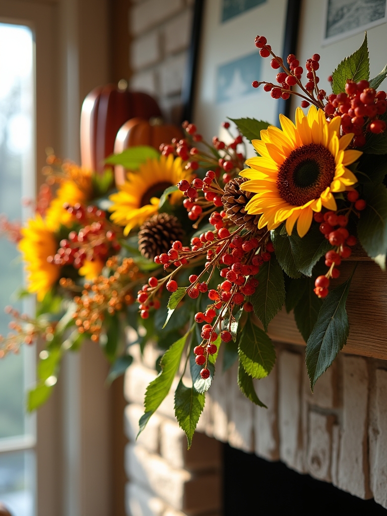 sunflower berry autumn garland