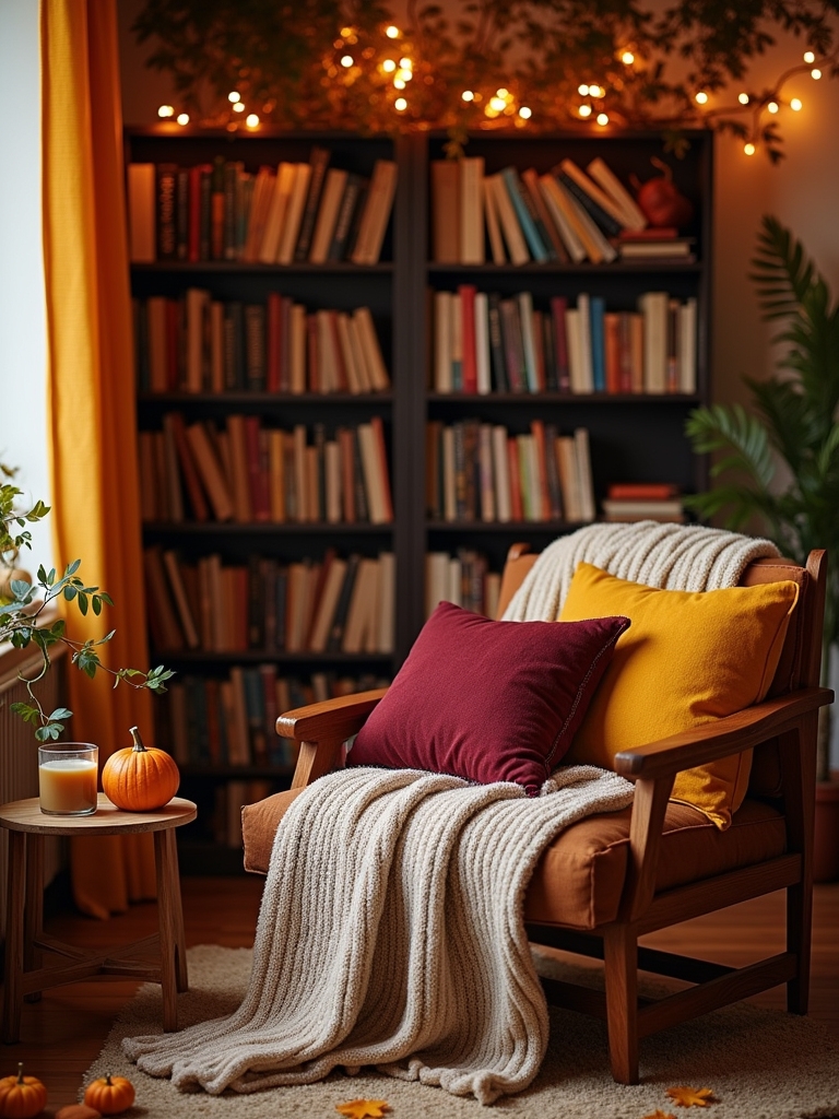 themed fall bookshelf ideas